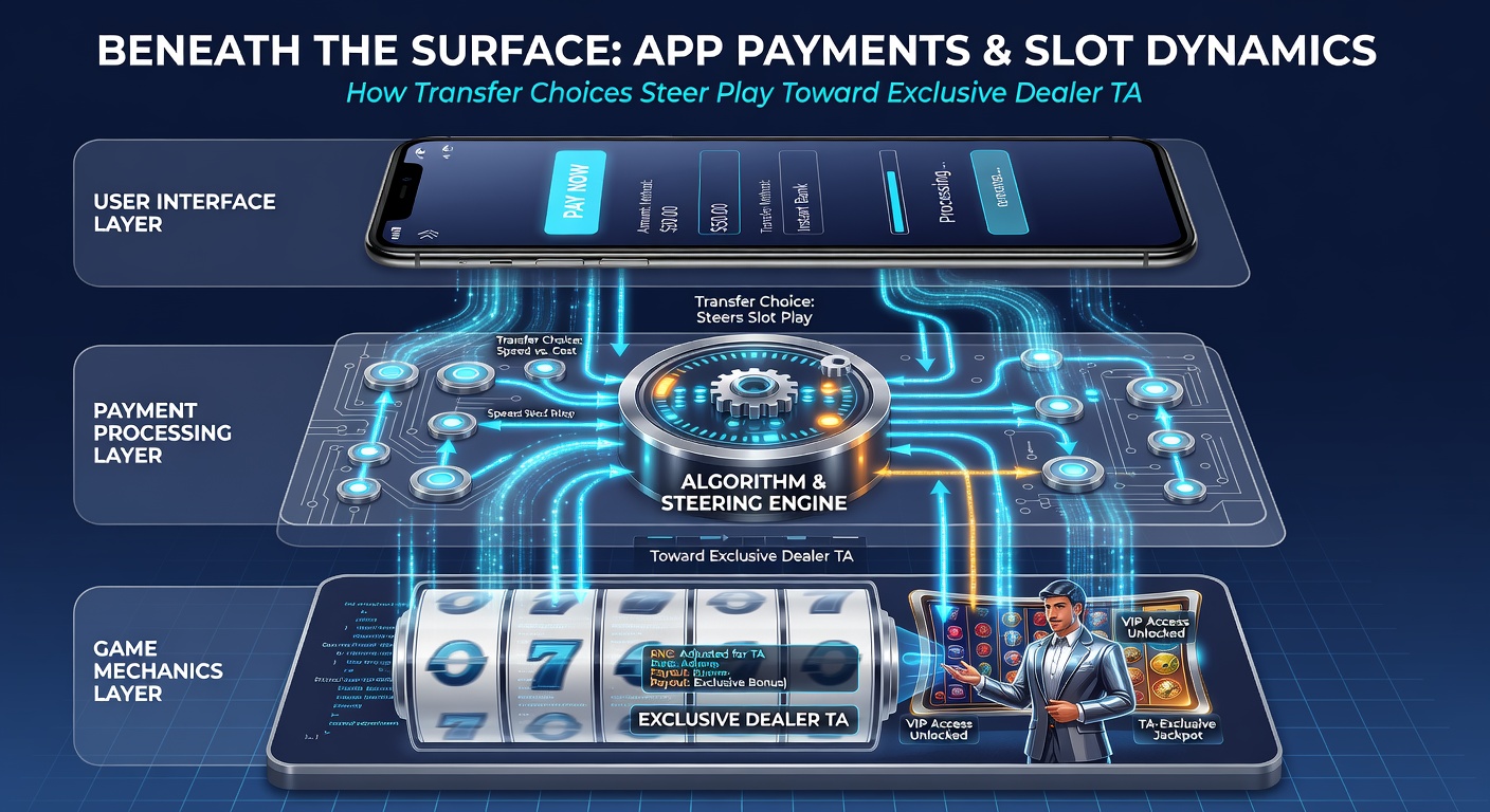 Illustration of payment flow diagrams linking slot sessions to VIP dealer tables and escalating rewards