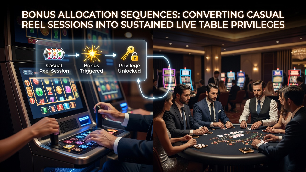 Illustration of membership tier progression connecting reel bonuses to live table access